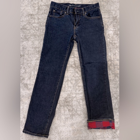 Gap Kids Boys Plaid Flannel Lined Denim Pants. Size 10 Regular - Picture 1 of 4